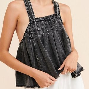 Free people black washed Large tank top blouse